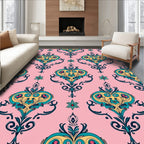 Elaborate Teal Yellow Floral Damask Rug