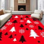 Festive Trees and Snowflakes Pattern Rug