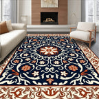 Ornate Midnight Floral Medallion Rug