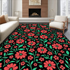 Red Floral Vines Pattern Rug