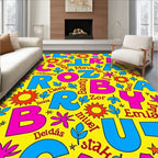 Alphabetical Sunburst Floral Pattern Rug