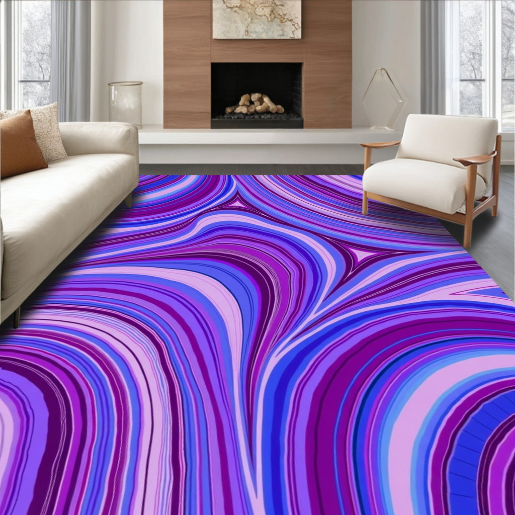 Swirling Purple And Blue Abstract Pattern Rug