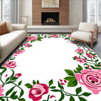 Pink Rose Vine Patterned Rug