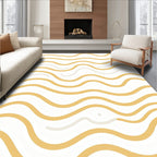 Golden Wavy Lines Abstract Pattern Rug