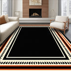 Tribal Black Geometric Pattern Rug