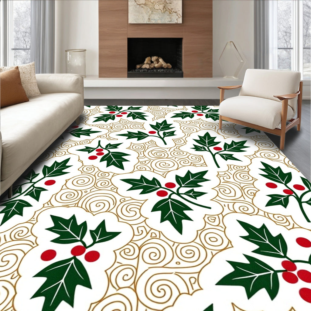 Holly Berry Spiral Pattern Rug