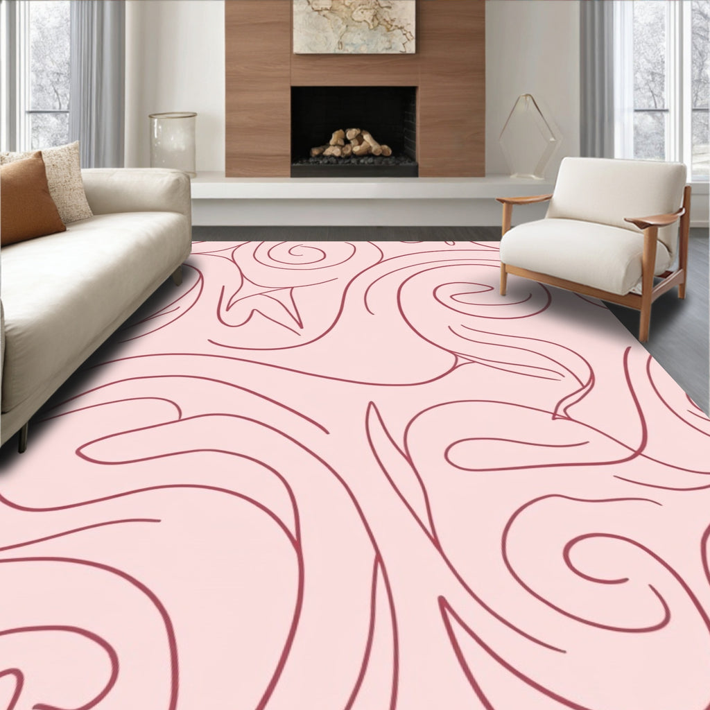 Abstract Swirls Blush Pink Design Rug