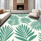 Teal Palm Leaf Patterned Rug