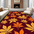 Golden Autumn Leaf Pattern Rug