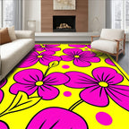 Bright Pink Floral Dot Pattern Rug