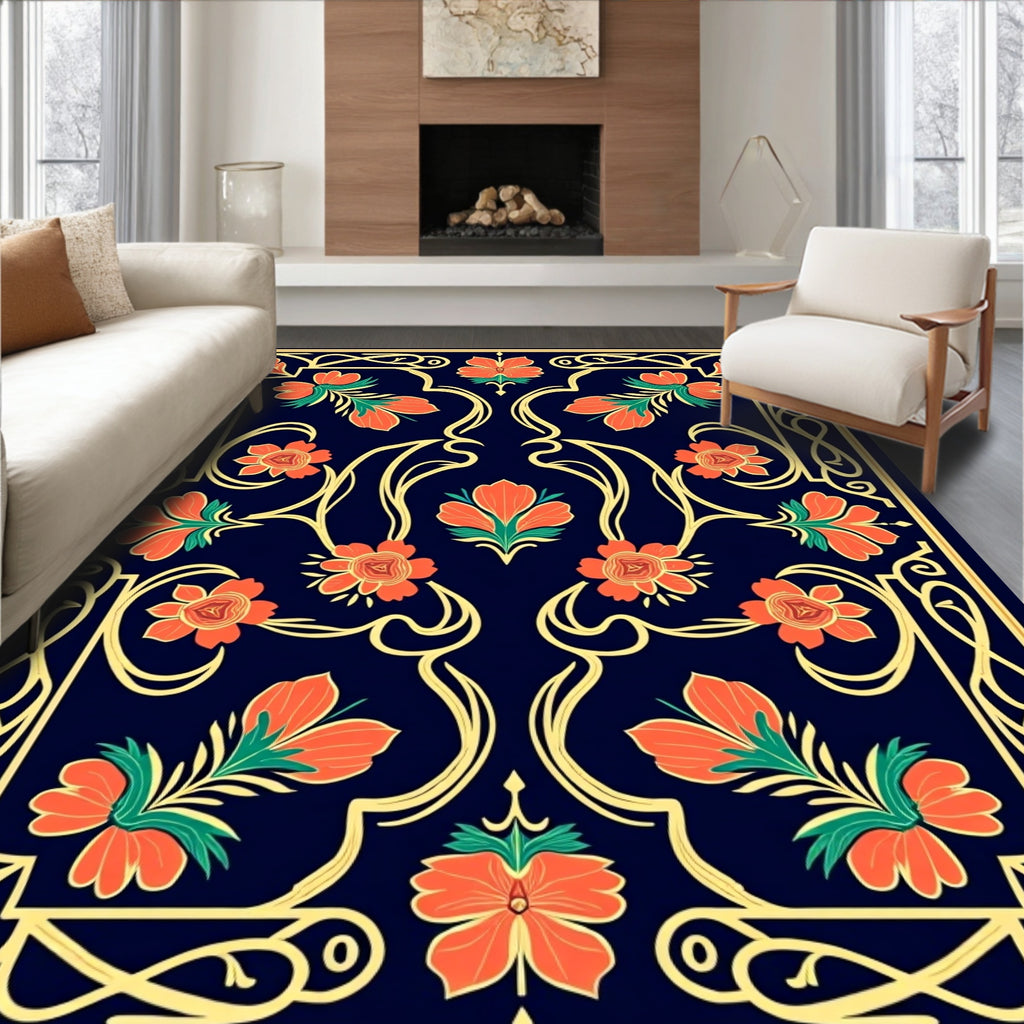 Art Nouveau Floral Swirls Rug