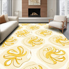 Yellow Swirl Abstract Organic Pattern Rug