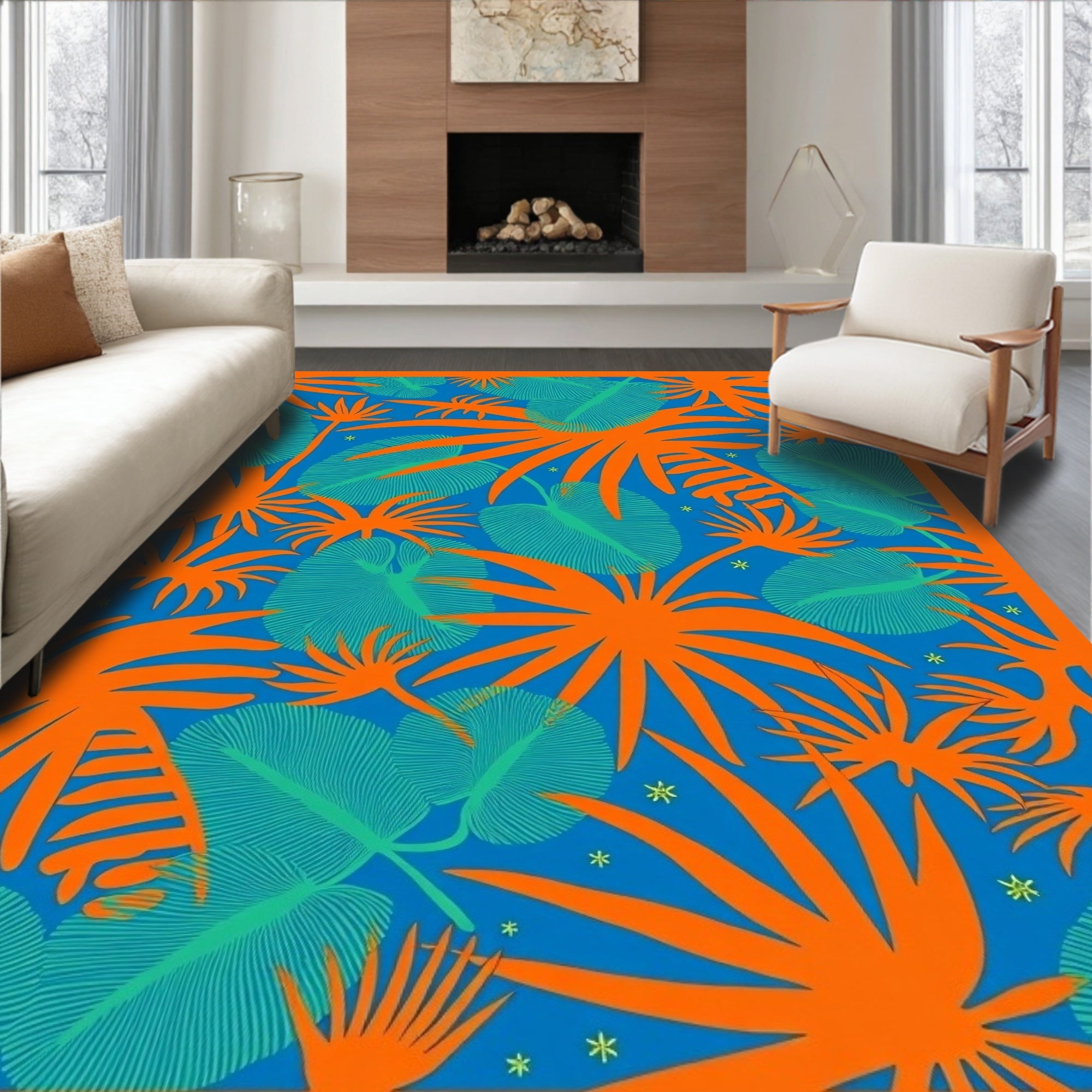 Tropical Leaf Fan Paradise Print Rug