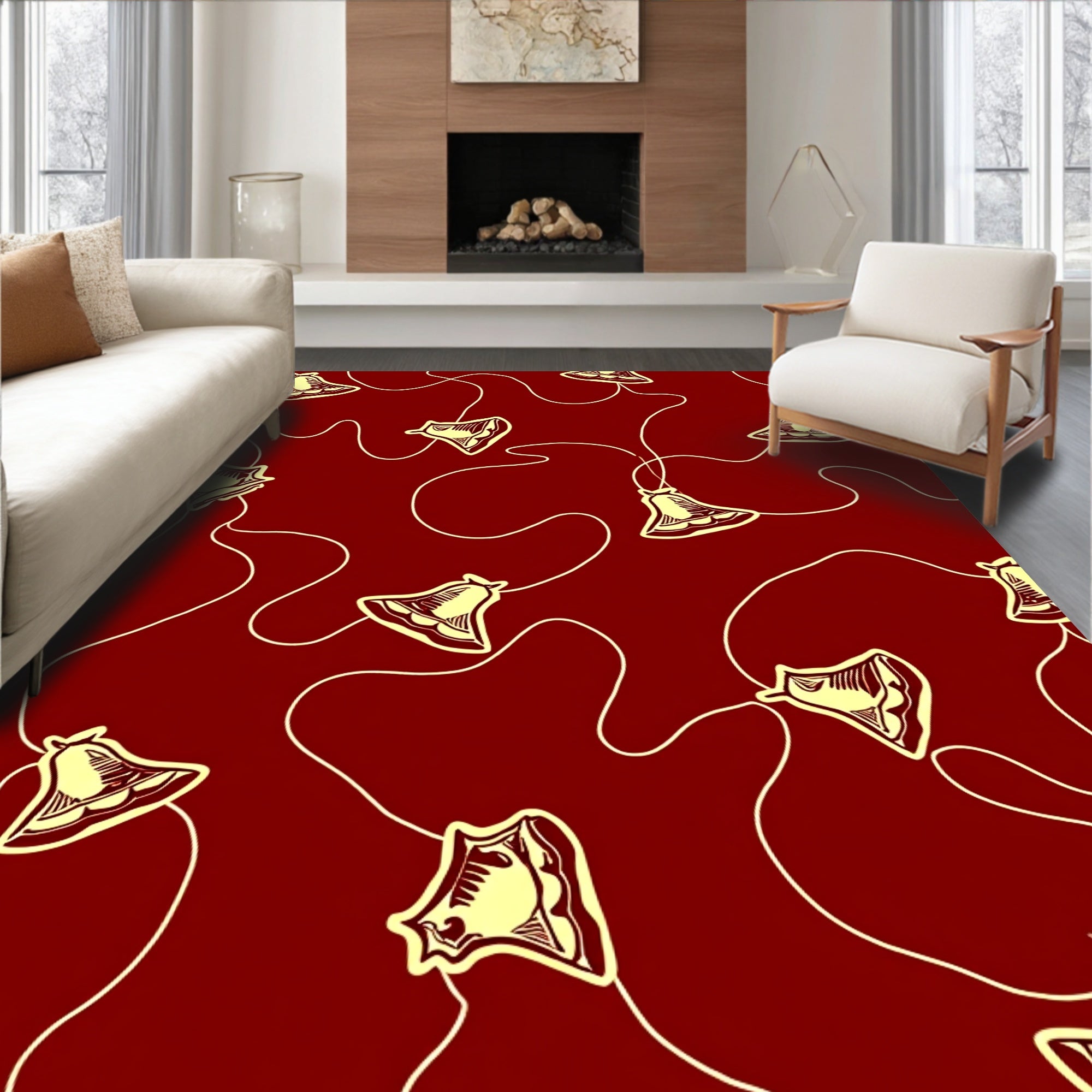 Festive Bells With Whimsical Trails Pattern Rug