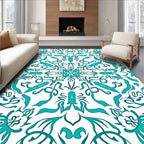 Teal Scrollwork Classic Pattern Rug