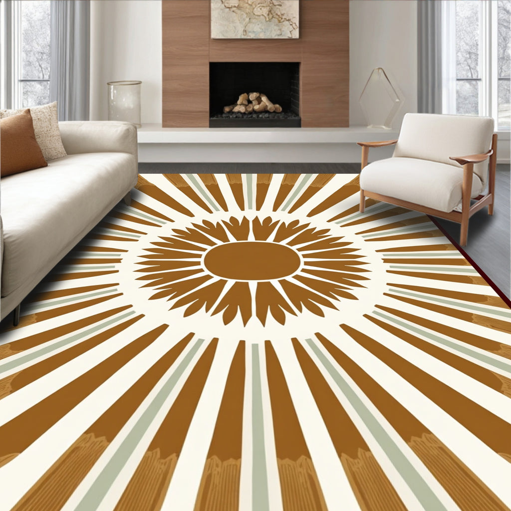 Graphic Sunburst Petal Motif Rug