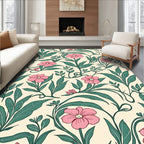 Floral vine pattern in pink and green Rug