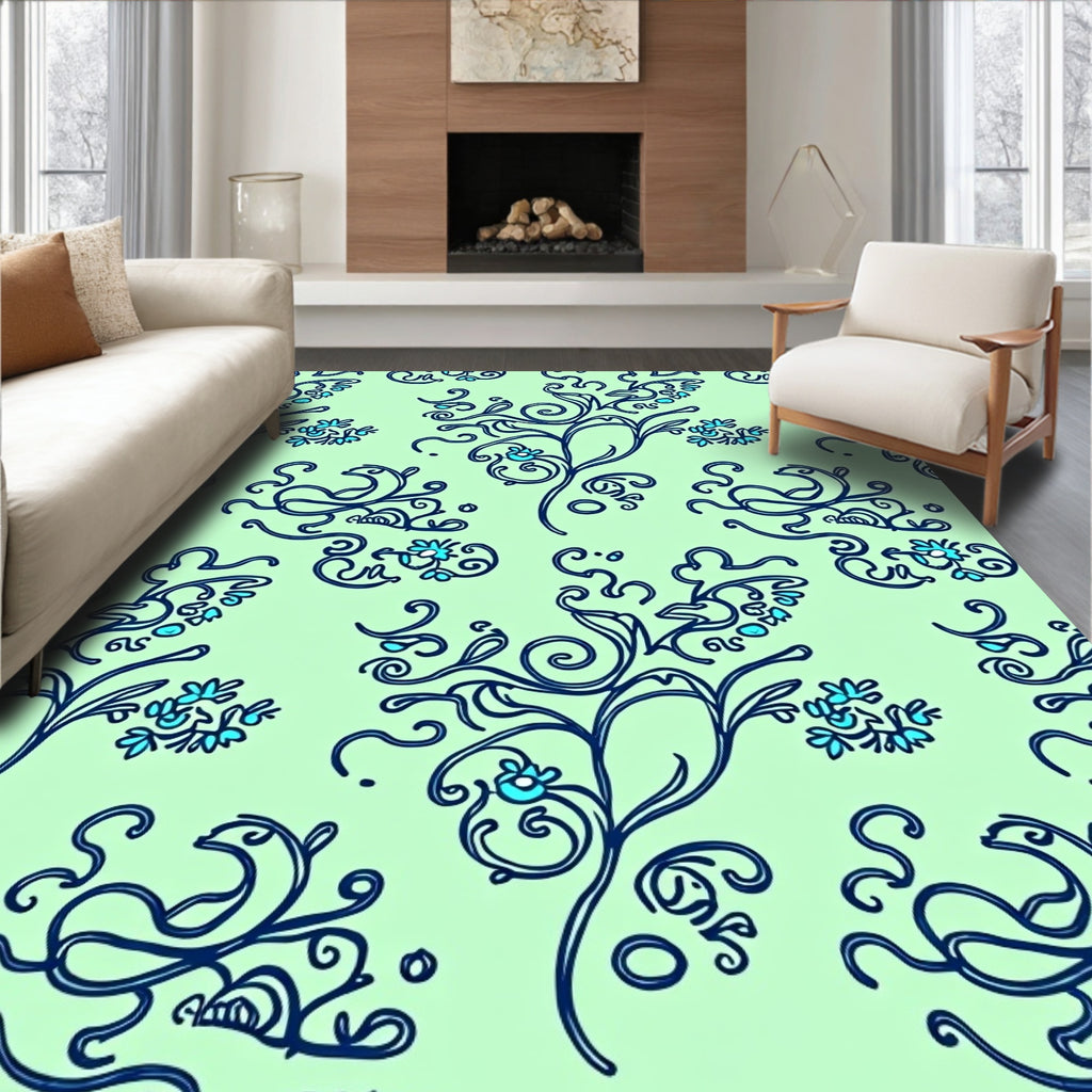 Art Nouveau Floral Vine Pattern Rug