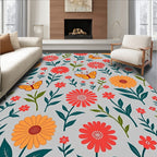Sunny Floral Butterfly Botanical Pattern Rug