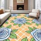 Light Blue Rose Garden Pattern Rug