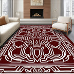 Ornate White Geometric Mandala Rug
