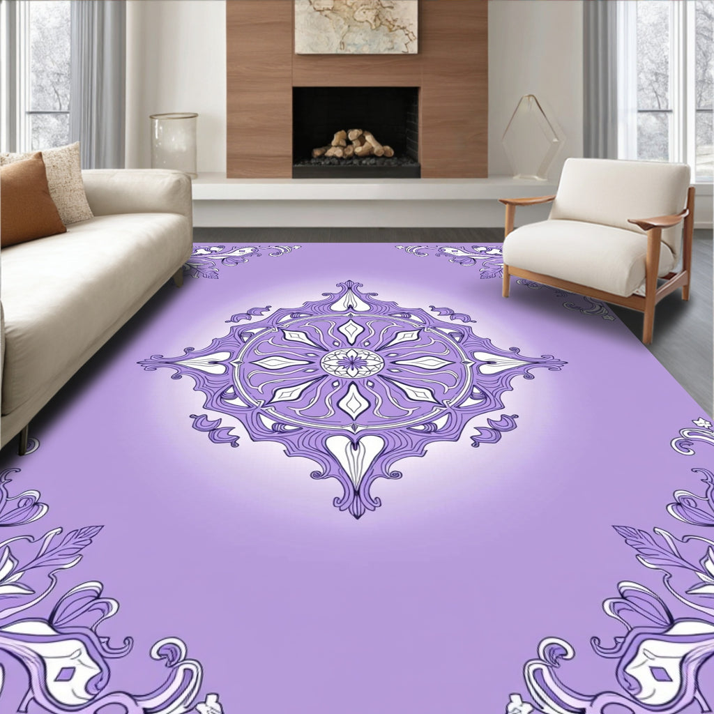 Mandala Pattern Floral Filigree Design Rug