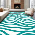 Teal Wavy Stripe Abstract Design Rug