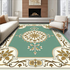 Gold Floral Medallion Green Heritage Rug