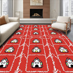 Whimsical Houses Red Pattern Rug