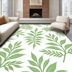 Delicate Green Leaf Pattern Rug