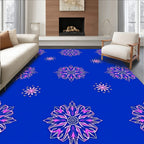 Bright Blue Pink Floral Mandala Rug