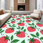 Red Strawberry Floral Pattern Rug