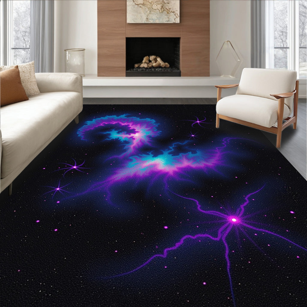 Vibrant Nebula Abstract Cosmic Pattern Rug