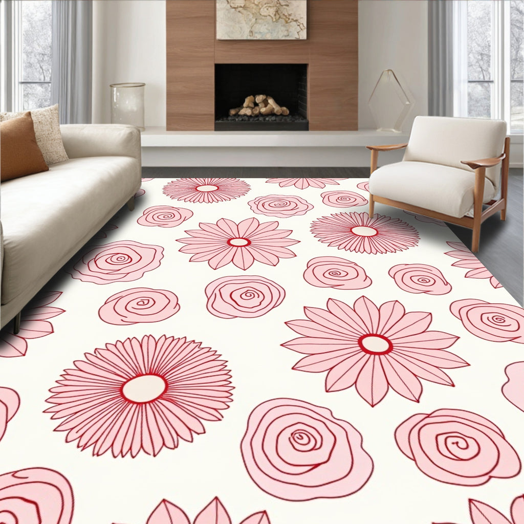 Pink Floral Delightful Pattern Rug