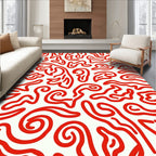 Red Organic Abstract Swirls Rug