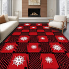 Red Geometric Starburst Pattern Rug