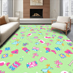 Whimsical Pink and Blue Creatures Gift Wrap Rug