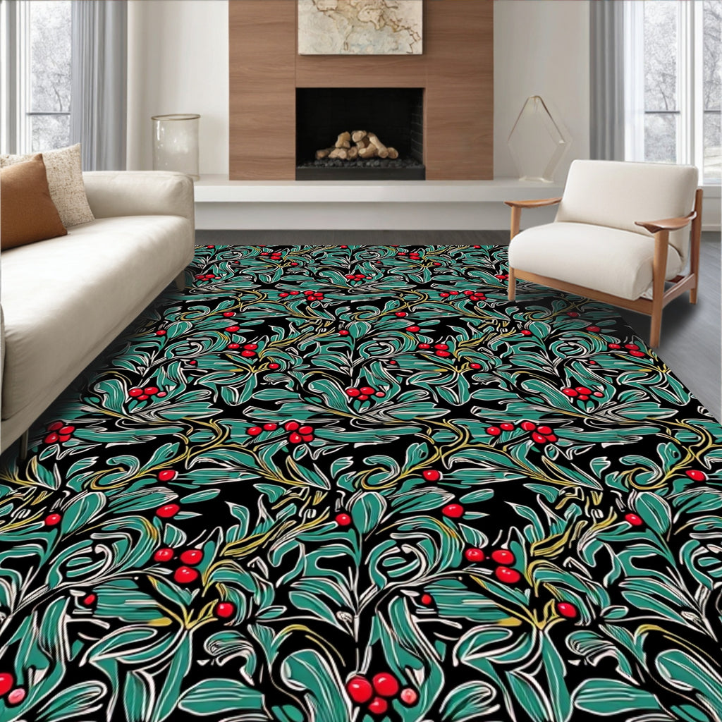 Art Nouveau Green Berry Vine Rug