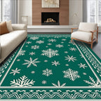 Winter Snowflake Patterned Emerald Rug