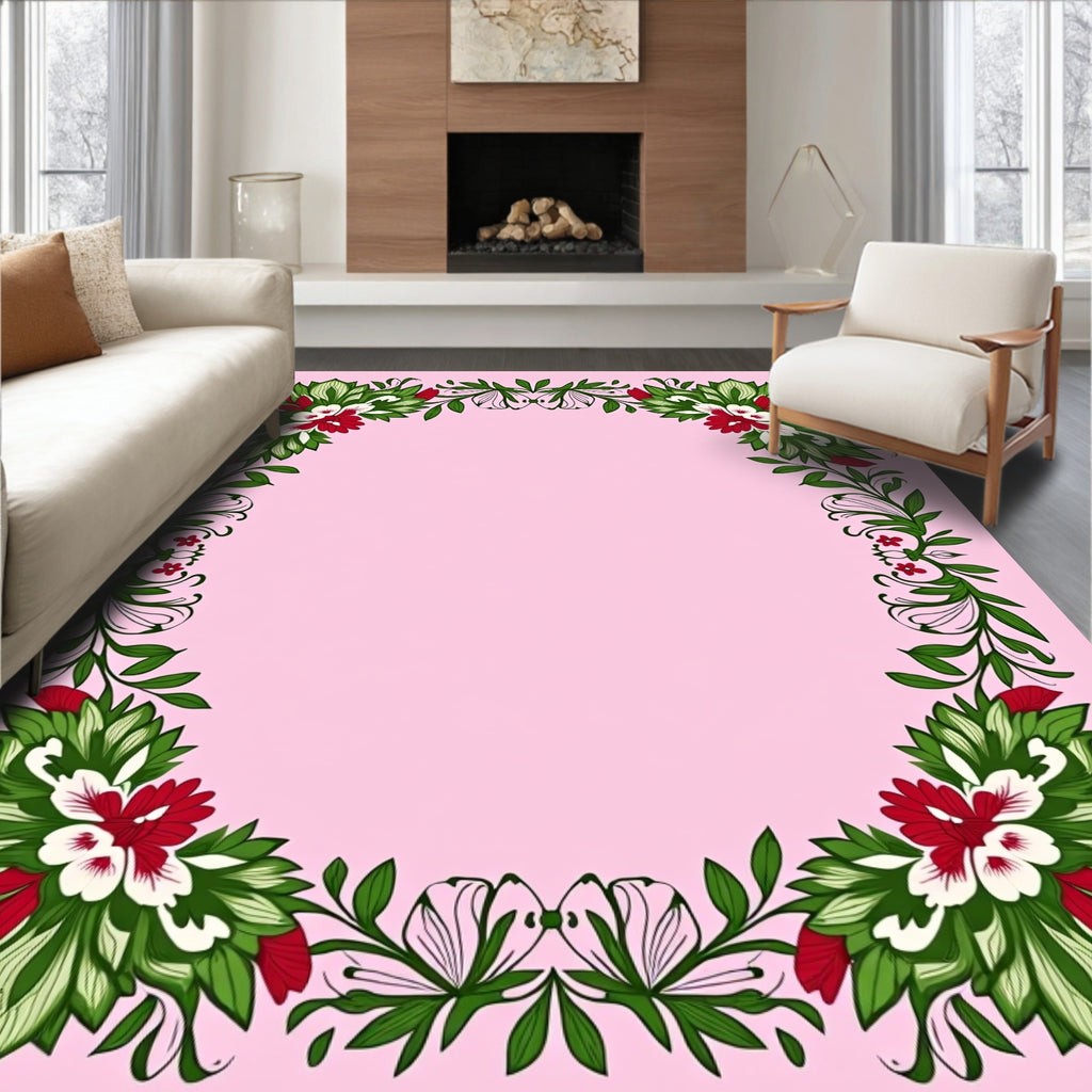 Floral Scrollwork Border Design Rug