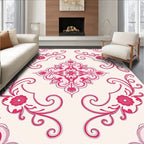 Pink Floral Scrollwork Design Rug