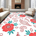Coral Floral Swirl Pattern Design Rug