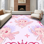 Cute Pink Creature Floral Pattern Rug