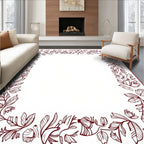 Ornate Floral Border Design With Leaves Rug