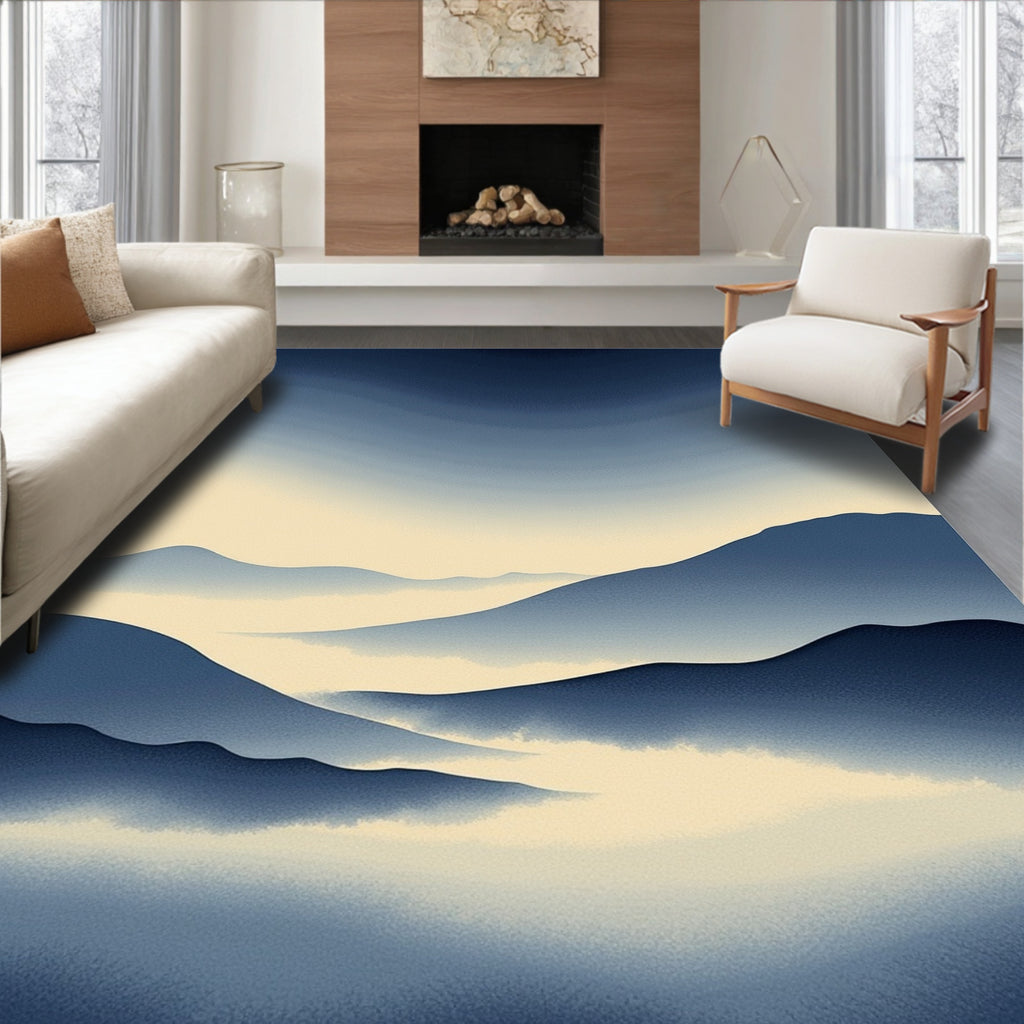 Misty Mountain Serenity Abstract Rug