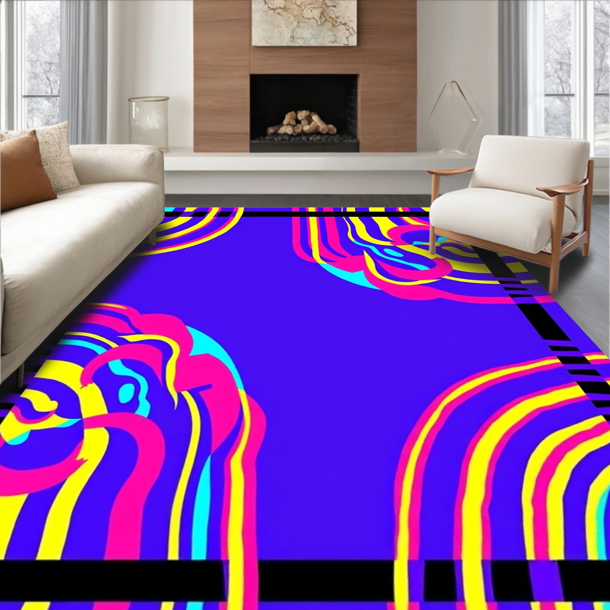 Vivid Abstract Swirl Pattern Rug