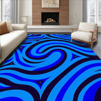 Swirling Blue Waves Pattern Rug