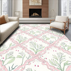 Feminine Floral Ribbon Lattice Pattern Rug