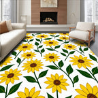 Yellow Daisy Floral Pattern Rug