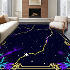 Cosmic Yellow Lightning Stars Neon Swirls Rug